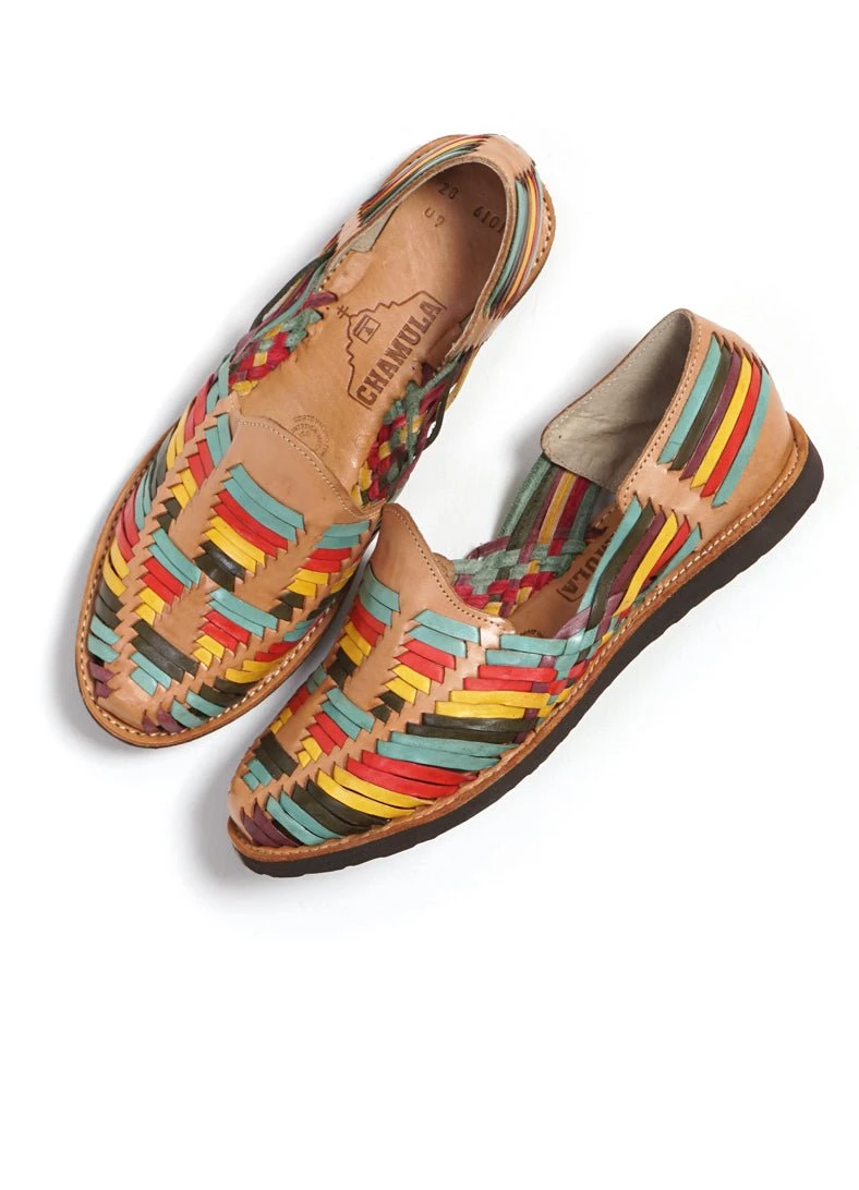 Chamula Cancun Leather Huarache | Slip On Vegetable Tanned Sandals | Multi 2 Chamula Cancun Leather Huarache | Slip On Vegetable Tanned Sandals | Multi – Bild 2