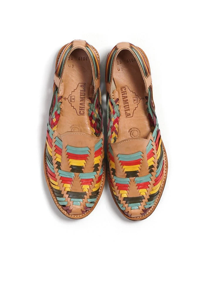 Chamula Cancun Leather Huarache | Slip On Vegetable Tanned Sandals | Multi 1 Chamula Cancun Leather Huarache | Slip On Vegetable Tanned Sandals | Multi