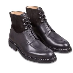 Heschung GINKGO | Leather Boot With Suede Collar | Black