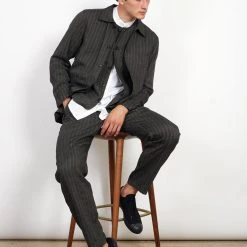 HANSEN GARMENTS KEN | Wide Cut Trousers| Taupe Stripes -PUMA Shop ken wide cut trousers taupe stripes 235357