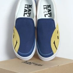 KAPITAL RAIN SMILE | Slop On Shoes | Ecru X Blue -PUMA Shop rain smile slop on shoes ecru x blue kapital 254959