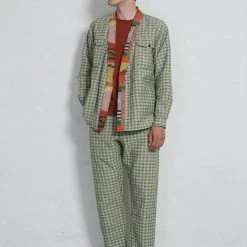 HANSEN GARMENTS TYGE | Wide Cut Cropped Trousers | Sashiko Green 7 HANSEN GARMENTS TYGE | Wide Cut Cropped Trousers | Sashiko Green -PUMA Shop ss23 remy tyge sashhiko green 1