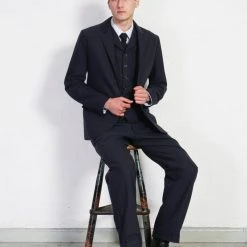 HANSEN GARMENTS SUNE | Pleated Wide Cut Trousers | Blue Pin -PUMA Shop sune pleated wide cut trousers blue pin hansen garments 116787