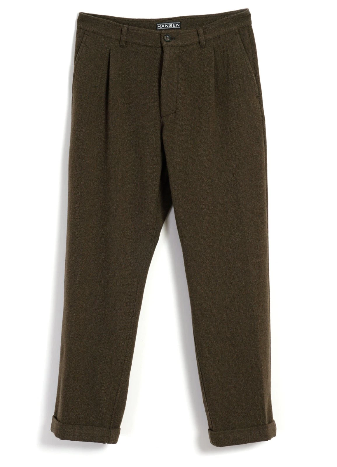 HANSEN GARMENTS SUNE | Pleated Wide Cut Trousers | Brown Herringbone 1 HANSEN GARMENTS SUNE | Pleated Wide Cut Trousers | Brown Herringbone