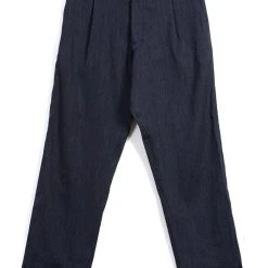 HANSEN GARMENTS SUNE | Pleated Wide Cut Trousers | Navy Melange
