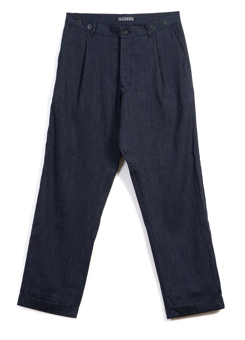HANSEN GARMENTS SUNE | Pleated Wide Cut Trousers | Navy Melange 1 HANSEN GARMENTS SUNE | Pleated Wide Cut Trousers | Navy Melange