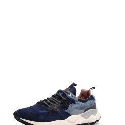 Flower Mountain YAMANO 3 | Suede & Canvas Sneaker | JP Print Navy/Black